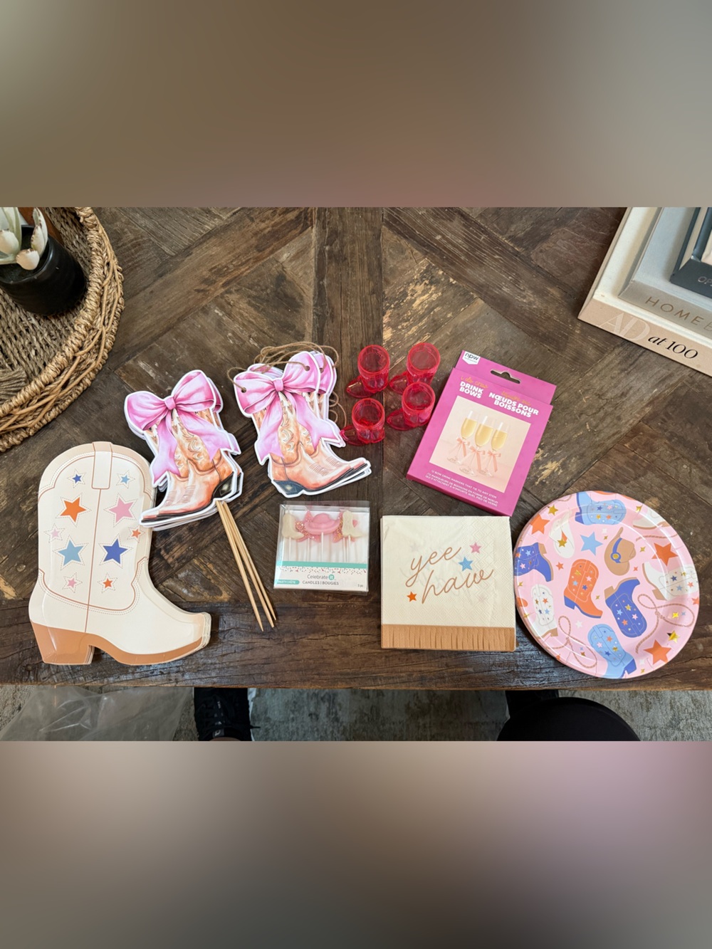 Cowgirl Party Decor Set - Pink & Pastel Cowboy Boot Theme Nashville Boots Bubbly